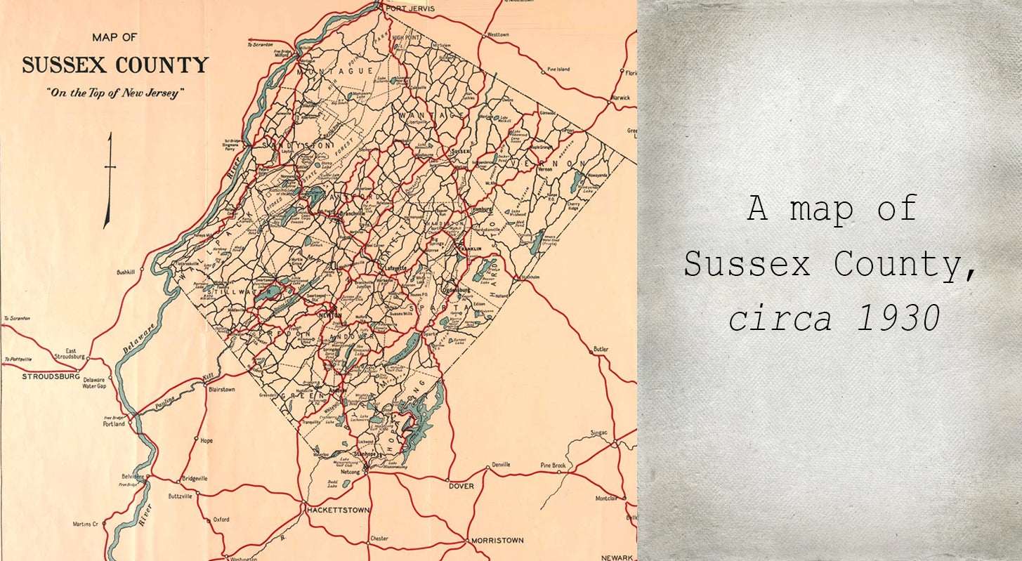 A map of Sussex County, circa 1930