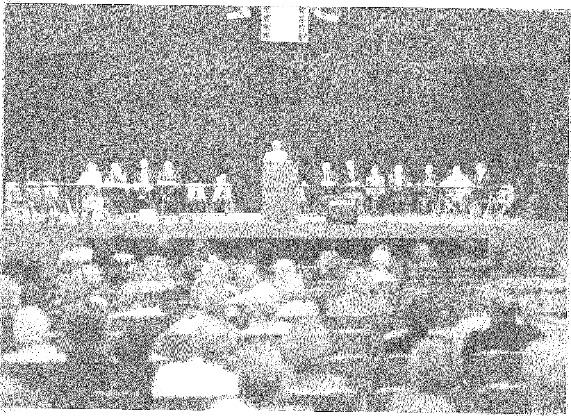 Black-and-white photo of an SREC Annual Meeting being held in the auditorium at High Point Regional High School