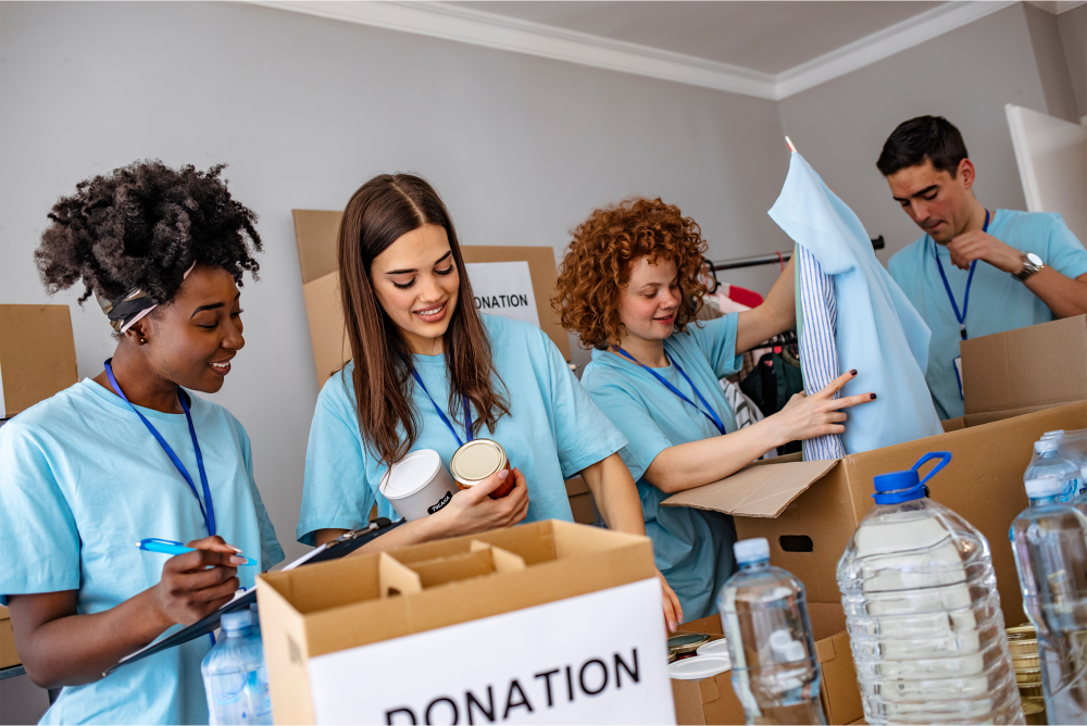 Young people working together to run a donation drive