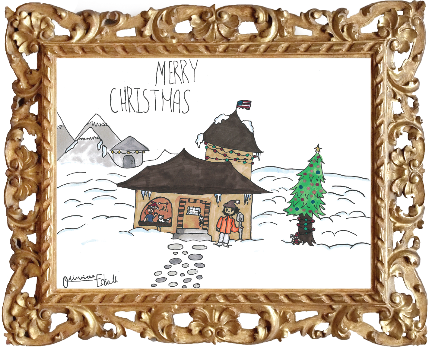 Artwork by Olivia Edsall from Lafayette, the winner of 2022's SREC Holiday Card Art Contest
