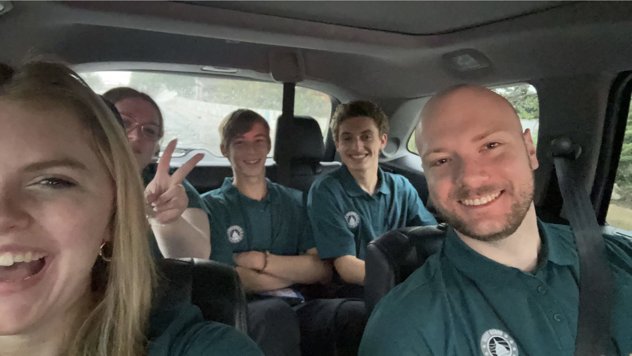 Pictured: From left to right, NJ Youth Tour students Maddie Kappelmeier, Bethann Juhr, Isaac Schuman, and Dylan Barca, with chaperone Steve Sokolowski, on their way to Capitol Hill.